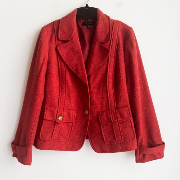 Talbots Brick Red Wool Blend Classic Blazer 14P - Picture 1 of 5
